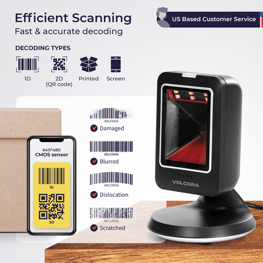 Wired 2D Tabletop Stationary Barcode Scanner - V-THFS-A1