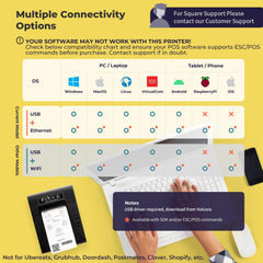 Volcora Performance 80mm Thermal Receipt Printer USB/Ethernet - V-WRP2 Series - Square Volcora Performance 80mm Thermal Receipt Printer USB/Ethernet - V-WRP2 Series - Square