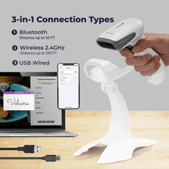 2D Wireless BT+2.4G Barcode Scanner with Stand - V-LHHBS-A1 2D Wireless BT+2.4G Barcode Scanner with Stand - V-LHHBS-A1