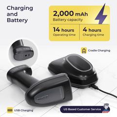 2D Wireless BT+2.4G High Performance Barcode Scanner with Charging Base - V-HHBS-A1 2D Wireless BT+2.4G High Performance Barcode Scanner with Charging Base - V-HHBS-A1