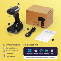 2D Wireless BT+2.4G High Performance Barcode Scanner with Charging Base - V-HHBS-A1 2D Wireless BT+2.4G High Performance Barcode Scanner with Charging Base - V-HHBS-A1