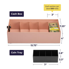 5 Compartment Cash Lock Box with Coin Tray 5 Compartment Cash Lock Box with Coin Tray