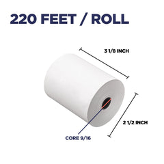 3 1/8" x 220' Thermal Paper Rolls, White - 10 Rolls 3 1/8" x 220' Thermal Paper Rolls, White - 10 Rolls