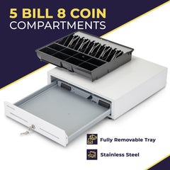 16'' USB Cash Register Drawer, 5 Bill/8 Coin Removable Cash Tray, Black, Not for Square 16'' USB Cash Register Drawer, 5 Bill/8 Coin Removable Cash Tray, Black, Not for Square