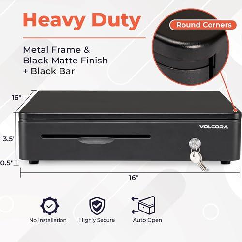 16" Cash Drawer with Front Round Corner, 5 Bill 8 Coin Cash Tray, Auto Open, Removable Coin Compartment only