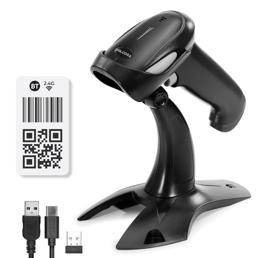 Escáner de código de barras inalámbrico 2D BT+2.4G con soporte - V-LHHBS-A1