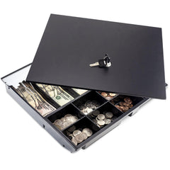 16'' Cash Drawer Tray - 14.1 x 13 x 2.5 Inch Cash Register Insert - 5 Bill / 8 Coin Replacement Cash Tray - Stainless Steel Currency Compartment - For Volcora 16'' Cash Registers with Fully Removable Tray - Volcora 16'' Cash Drawer Tray - 14.1 x 13 x 2.5 Inch Cash Register Insert - 5 Bill / 8 Coin Replacement Cash Tray - Stainless Steel Currency Compartment - For Volcora 16'' Cash Registers with Fully Removable Tray - Volcora