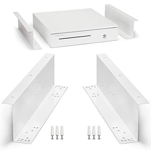 Soporte de montaje debajo del mostrador de acero resistente de 16" x 5" x 2", blanco