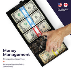 5 Compartment Cash Lock Box with Coin Tray 5 Compartment Cash Lock Box with Coin Tray