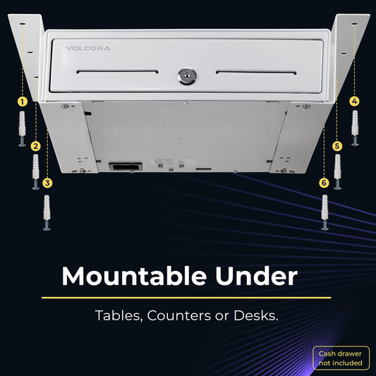 13“ Heavy Duty Steel Under Counter Mounting Bracket, White