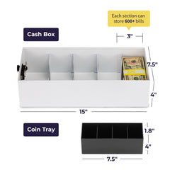5 Compartment Cash Lock Box with Coin Tray 5 Compartment Cash Lock Box with Coin Tray