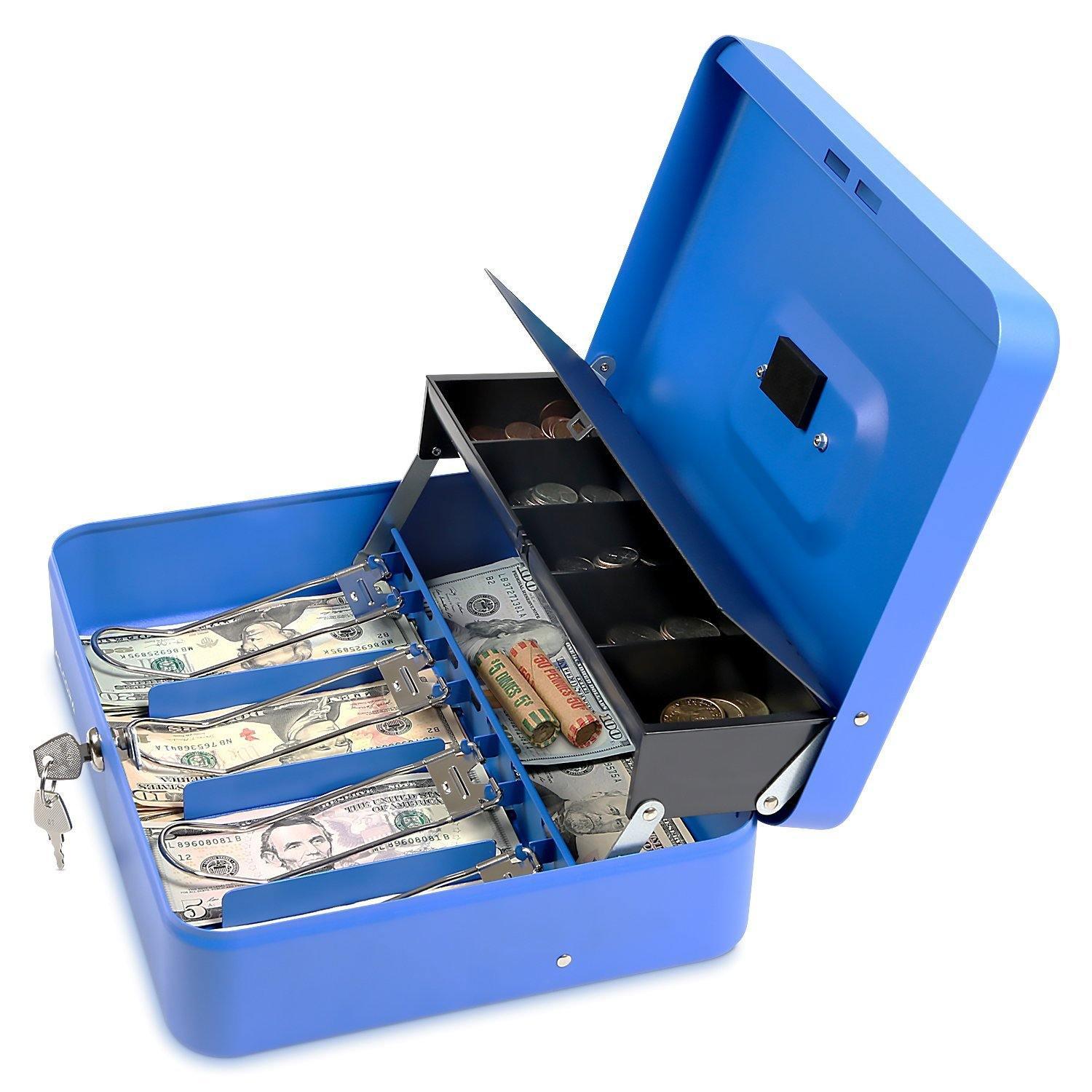 Cash Box with Key Lock with coin tray lid - Inbulks Cash Box with Key Lock with coin tray lid - Inbulks
