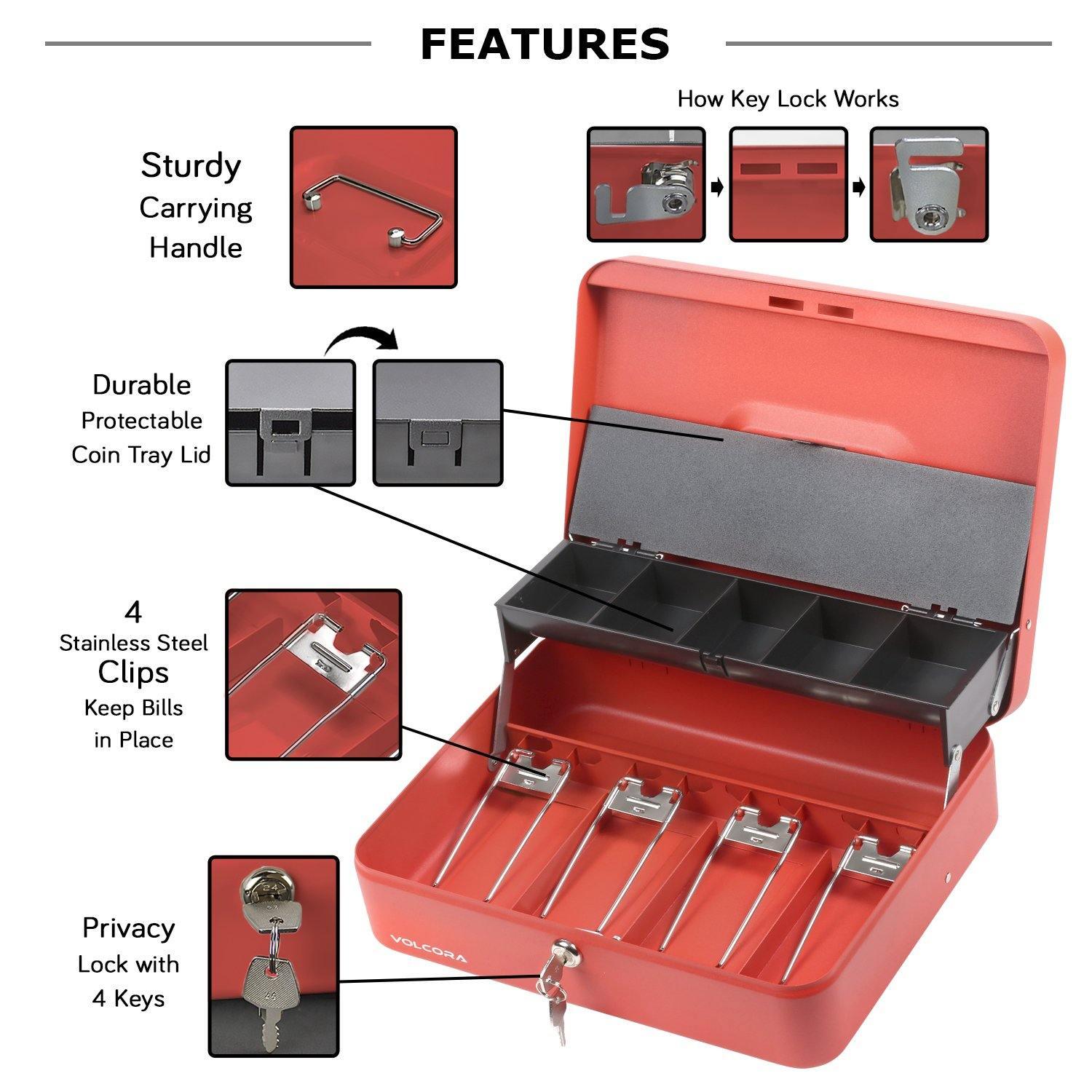 Cash Box with Key Lock with coin tray lid - Inbulks Cash Box with Key Lock with coin tray lid - Inbulks