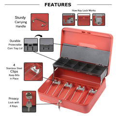 Cash Box with Key Lock with coin tray lid - Inbulks Cash Box with Key Lock with coin tray lid - Inbulks