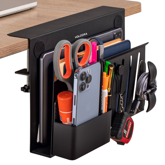 Clamp-on Deskside Storage Organizer Laptop Holder