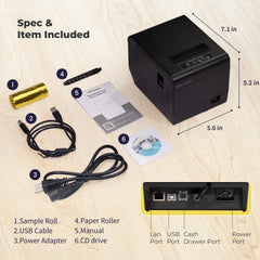 Impresora térmica de recibos Volcora Performance de 80 mm USB/Ethernet - Serie V-WRP2 - Cuadrada