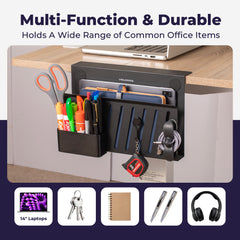 Clamp-on Deskside Storage Organizer Laptop Holder