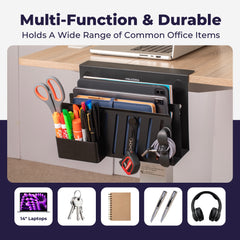 Clamp-on Deskside Storage Organizer Laptop Holder