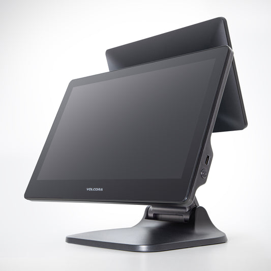 Volcora POS Terminal Fold 15.6" - Intel Processor Windows 11 Professional - Dual Hinge Adjustable Wide Touchscreen Point-Of-Sale