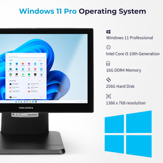 Volcora Point-of-Sale Terminal - Windows 11 Professional - Intel Core i5 10th Generation