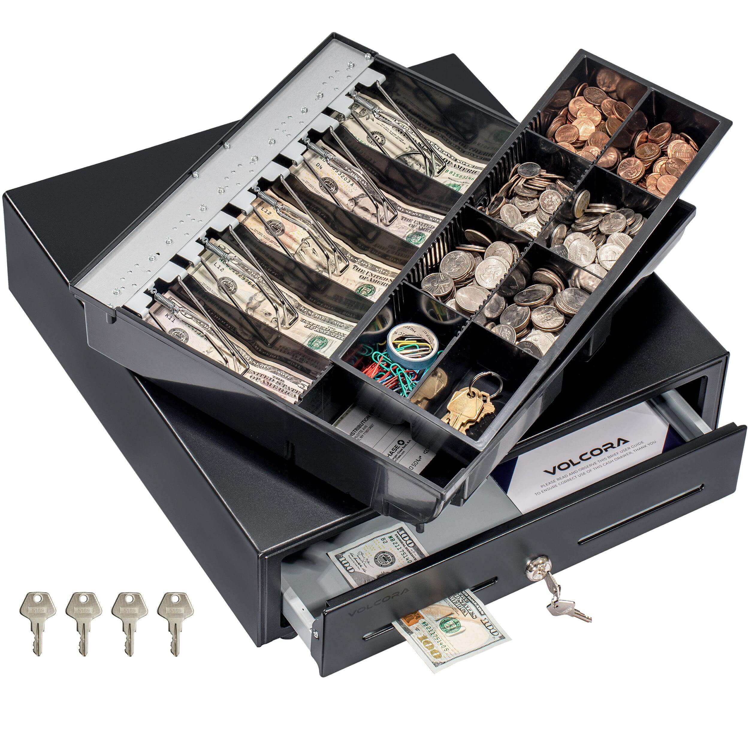 16-Inch Auto Open Cash Drawer - 5 Bills, 8 Coin (Fully Removable Tray ...