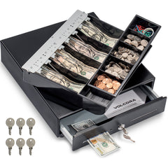Mini cajón de caja registradora de 13'', 4 billetes/5 monedas, negro 
