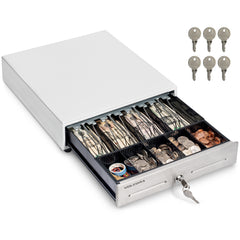 13‘’ Mini Cash Register Drawer with 4 Bill 5 Coin Cash Tray, Stainless Steel Front Cash Drawers, Removable Coin Compartment only