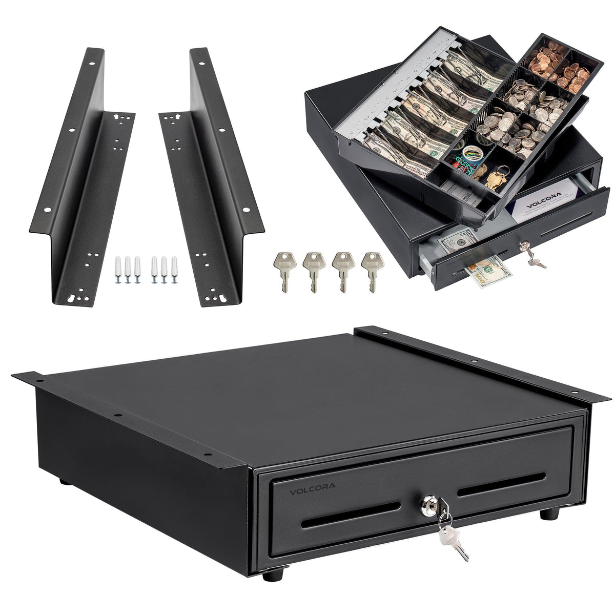 16'' Cash Register with Fully Removable 2 Tier Cash Tray, 5 Bill/8 Coin