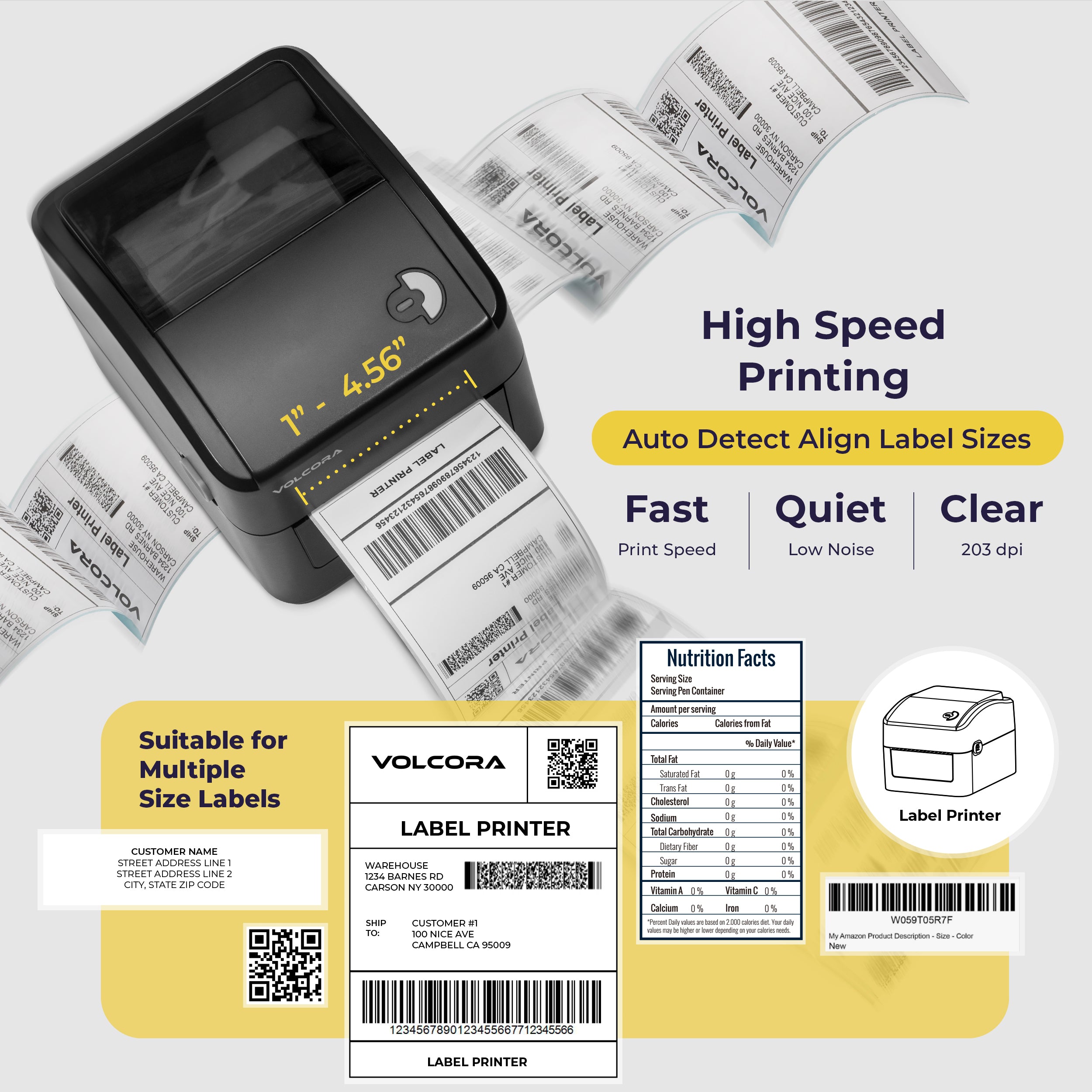 Impresora térmica de etiquetas de 4" de alta velocidad - Serie V-LBPTZ - USB/Ethernet