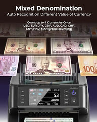 Multi Currencies & Denominators Cash Bill Counter Black