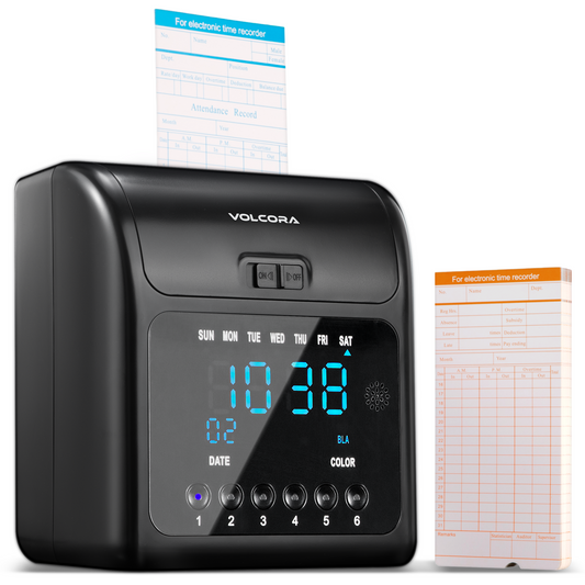 Volcora Attendence Time Clock Machine with Backup Battery