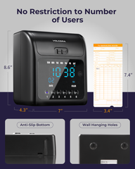 Máquina de reloj de tiempo de asistencia Volcora con batería de respaldo 
