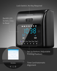 Volcora Attendence Time Clock Machine with Backup Battery