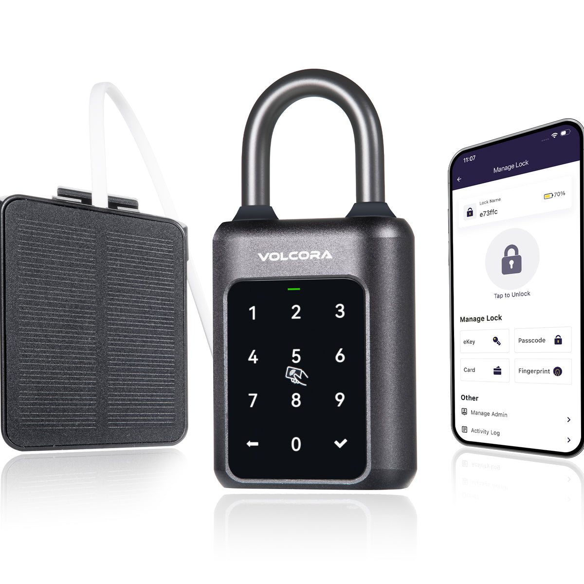 Smart Padlock with Solar Panel and 5-in-1 Unlocking Methods