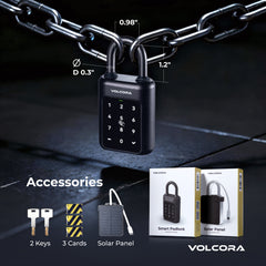 Smart Padlock with Solar Panel and 5-in-1 Unlocking Methods