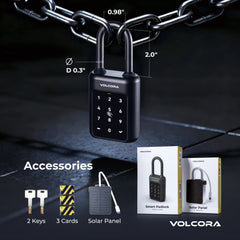 Smart Padlock with Solar Panel and 5-in-1 Unlocking Methods