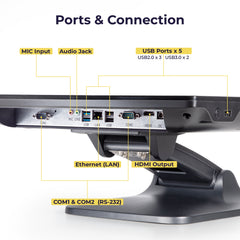 Volcora POS Terminal Fold 15.6" - Intel Processor Windows 11 Professional - Dual Hinge Adjustable Wide Touchscreen Point-Of-Sale