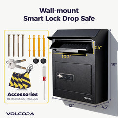 Smart Keypad Drop Safe with Bluetooth App, Fingerprint & RFID Access