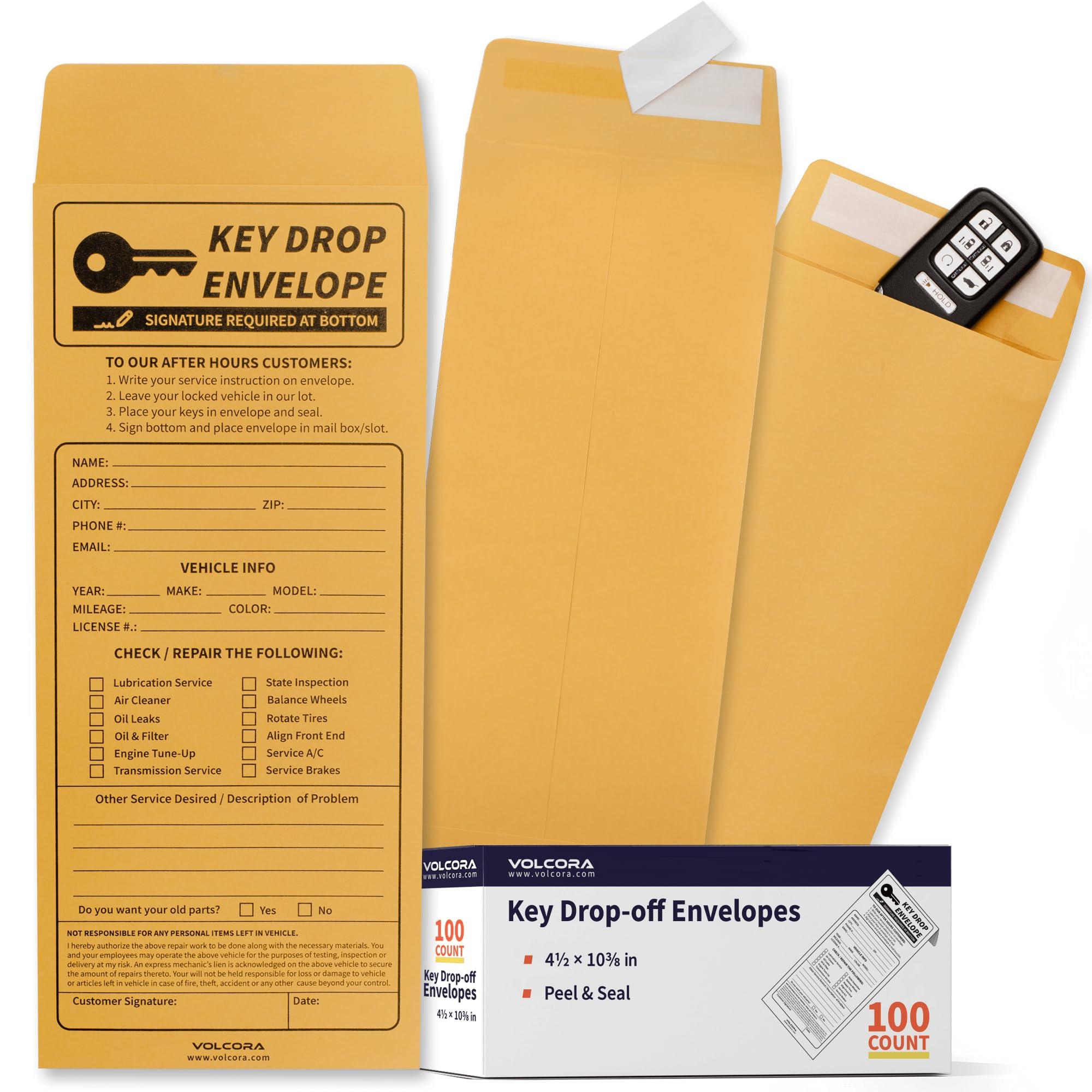 Key Drop Off Envelopes for After Hours Business - Volcora