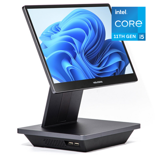 Computer monitor with Intel Core i5 branding on a white background