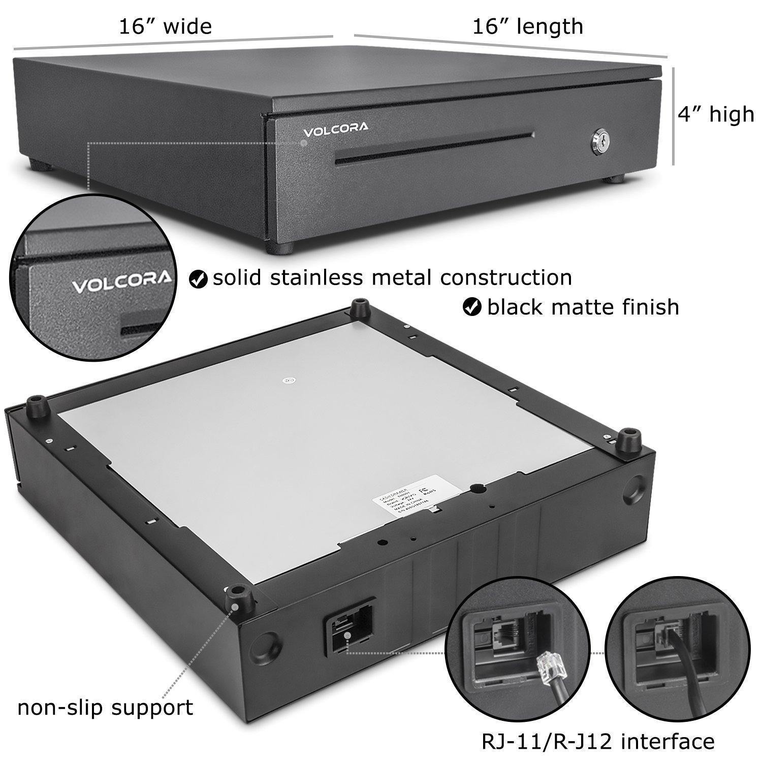 [2 Pack] Cash Register Drawer with 5 Bill 6 Coin Cash Tray, Removable Coin Compartment, Key-Lock, Black - Inbulks