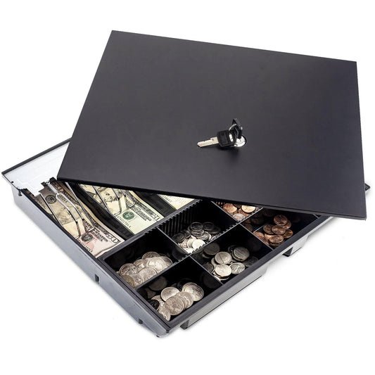16'' Cash Drawer Tray - 14.1 x 13 x 2.5 Inch Cash Register Insert - 5 Bill / 8 Coin Replacement Cash Tray - Stainless Steel Currency Compartment - For Volcora 16'' Cash Registers with Fully Removable Tray - Volcora 2000