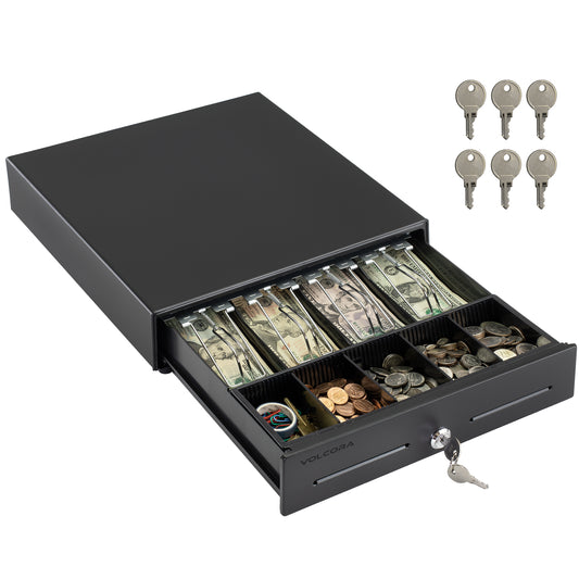 Mini cajón de caja registradora de 13'', 4 billetes y 5 monedas, apertura automática, negro  2500