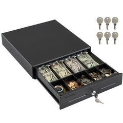 Mini cajón de caja registradora de 13'', 4 billetes y 5 monedas, apertura automática, negro 