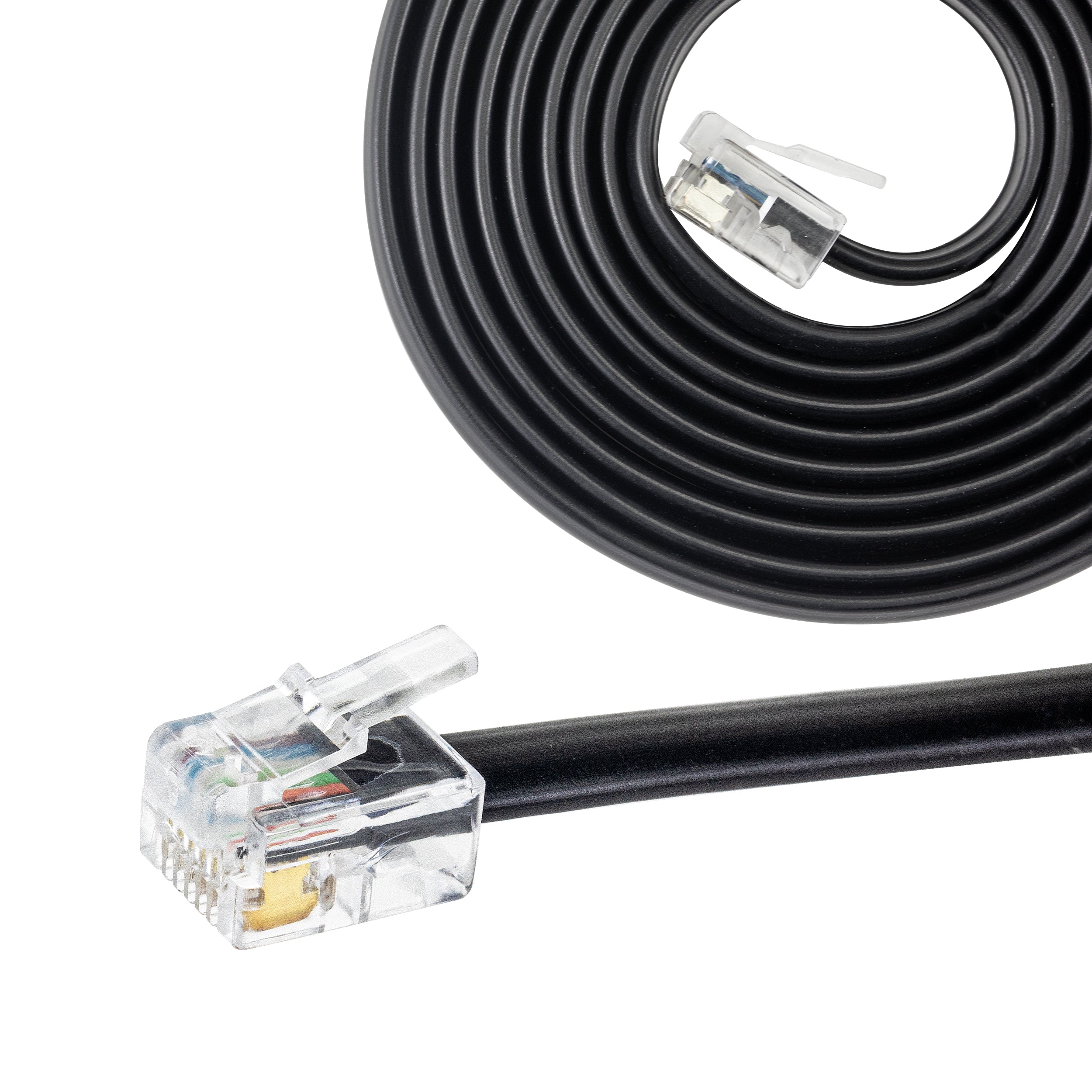 5 Feet RJ11 / RJ12 Data Cable - Heavy Duty 6-Pins High-Speed Extension for  Cash Register Drawer, Telephone, Modem, Fax, Printers, and More - Drawer