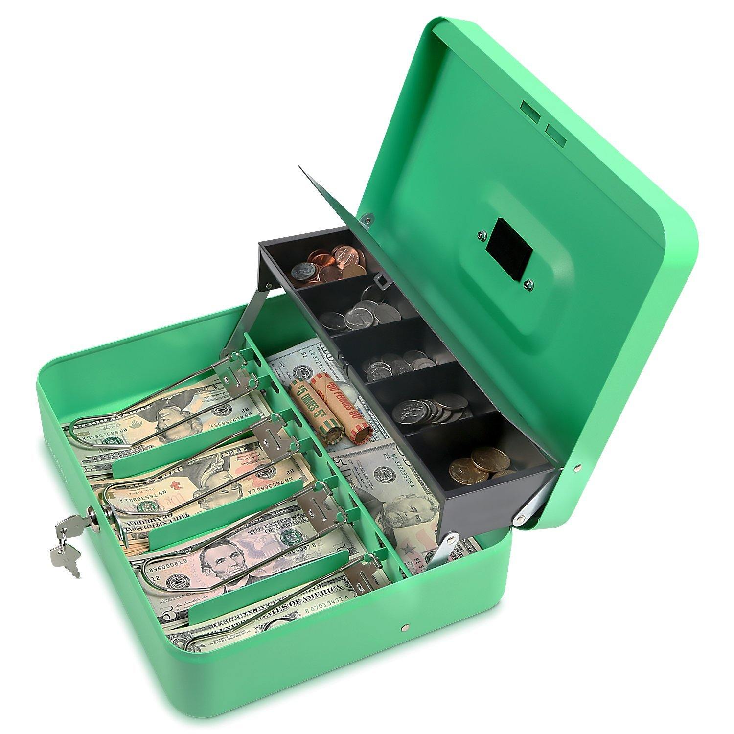 New Cash Box For Petty Cash Metal Security Money Safe Box Key Lock Lockable  Box