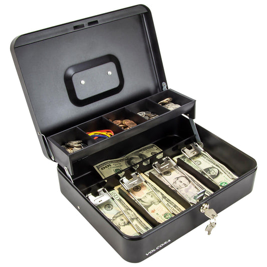 Steel Cash Box with Key Lock with no coin tray lid - Inbulks 2000